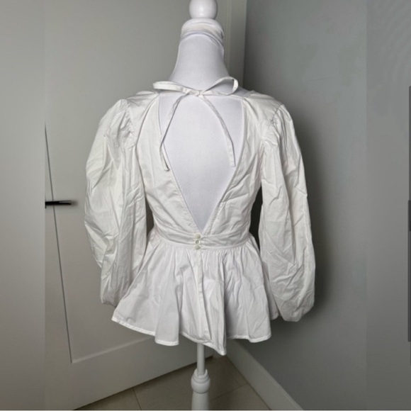 Staud Luna Peplum Blouson-Sleeve Top/Large - Picture 6 of 10